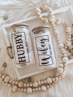 Wifey & Hubby 16oz Glass Cup with Bamboo Lid
